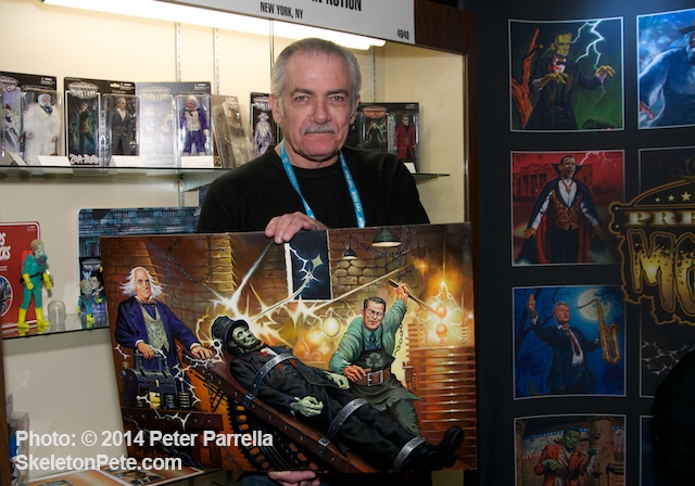 Artist Ken Kelly at NY Toy Fair 2014 with original painting for Presidential Monsters Series.